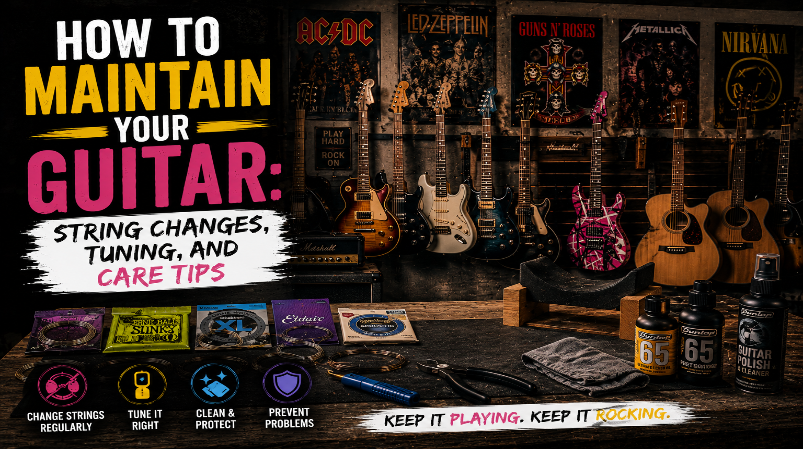 How to Maintain Your Guitar: String Changes, Tuning, and Care Tips.