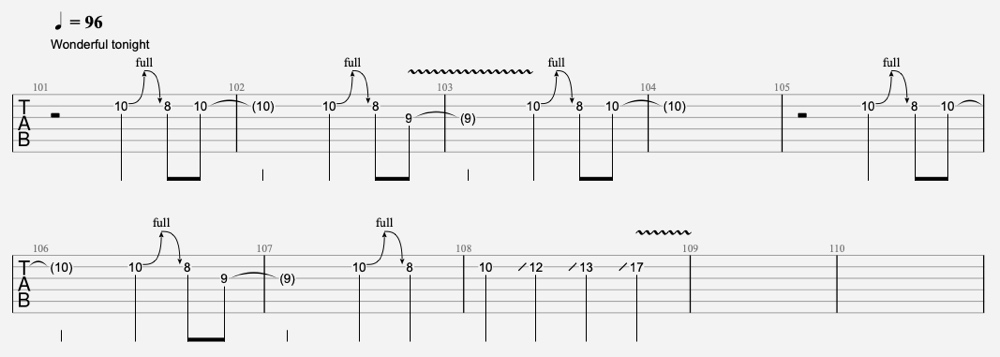 Wonderful Tonight Guitar Solo Tablature TAB
